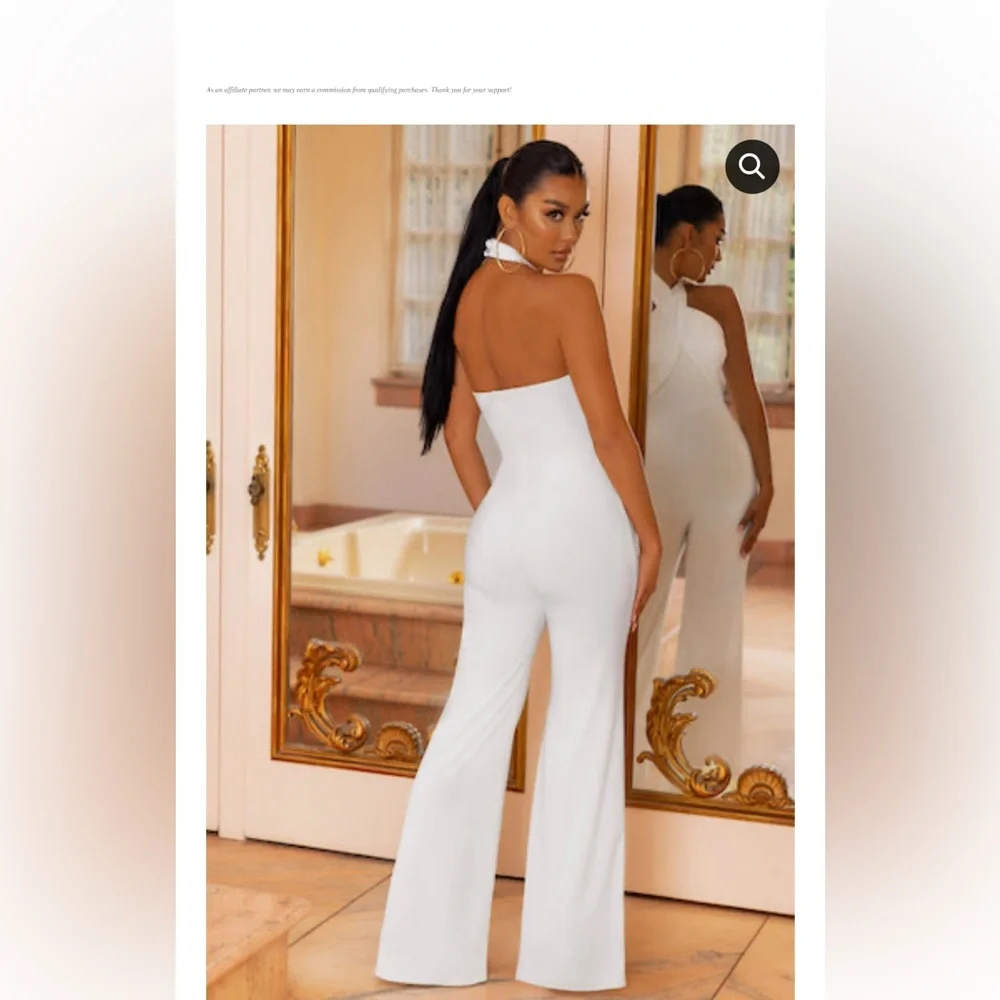 Club L London Elegant White Halter Jumpsuit - Picture 2 of 6
